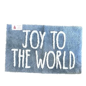 NWT Rae Dunn Magenta Joy to the world bathroom rug mat blue